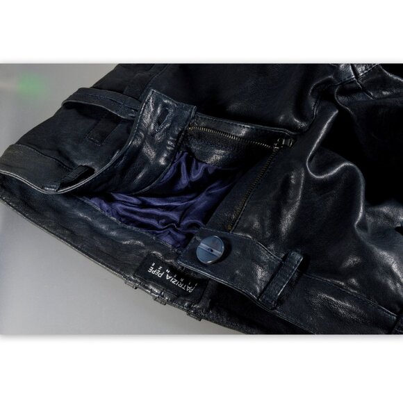 NWOT Patrizia Pepe Firenze Blue Leather Pants Size 42 - Picture 8 of 12